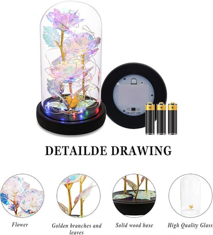 Birthday Gifts Galaxy Artificial Rose, Flowers for Delivery Prime Beauty and The Beast Rose Gold Foil Rose Enchanted Colorful Infinity Rose, Rose Flowers Gifts for Home Decor Unique Gifts for Women
