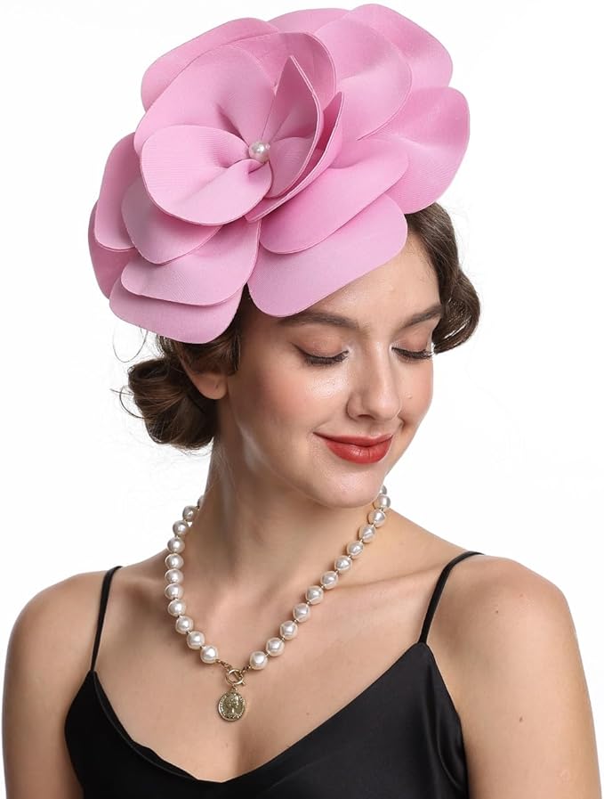 Feather Fascinator for Women - Vintage with Headband and Clip Tea Party Headwear
