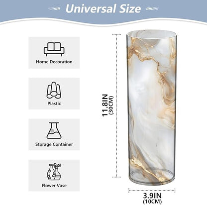 ALAZA White Gold Marble Pattern Flower Vases for Home Decor Kitchen Bedroom Living Room Bathroom Office Table Decorations