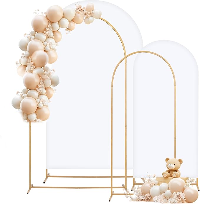 Metal Arch Backdrop Stand and Cover Set, 8FT, 7.2FT Party Backdrop, Easy to Assemble, Backdrop Stand for Parties, Birthday, Baby Shower