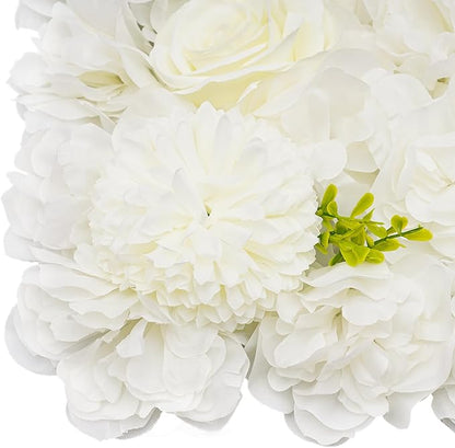 12Pcs Artificial Flower Wall Panel 3D Floral Backdrop Walls 15" X 15" Flower Wall Decor Flower Backdrop Faux Rose Panel for Party Home Background Decor, White