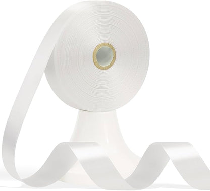 60 Yards White Satin Ribbon 7/8 Inch, Solid Polyester Fabric Ribbon for Gift Wrapping, Crafts, Flower Bouquet, Wedding, Baby Shower, Festival, Christmas