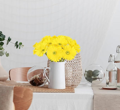 IPOPU Daisy Flowers Artificial,20PCS Yellow Gerbera Daisy Artificial Flowers Fake Daisies for Wedding Party Office Home Decorations(Yellow)
