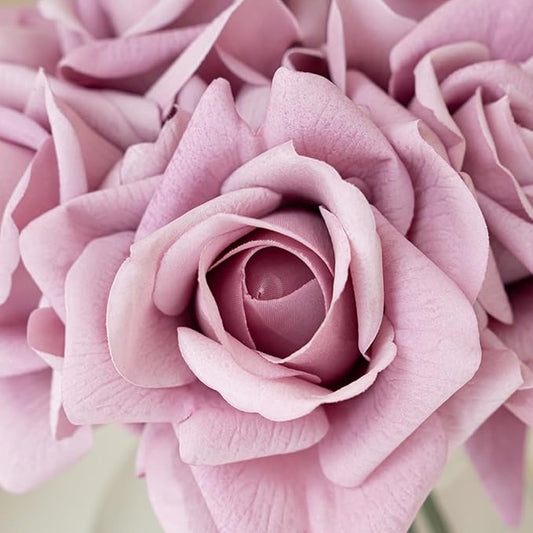 Artificial Roses Single Stem 10pcs Fake Silk Flower Arrangement Bouquet Real Touch for Home Party Wedding Decoration(Light Purple)