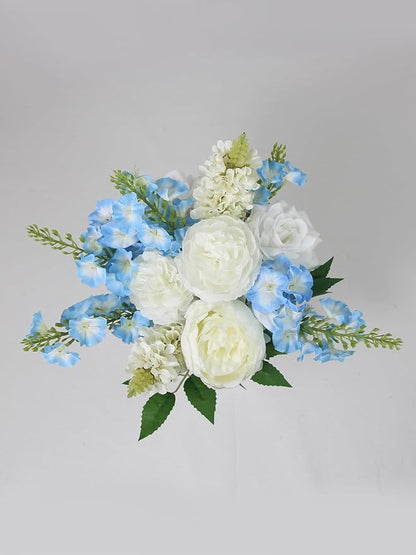 Rinlong 1Pc Baby Blue Bridesmaids Bridal Bouquet Artificial Delphinium Wedding Bouquets for Bride Bridesmaid Silk Bouquet for Wedding Prom