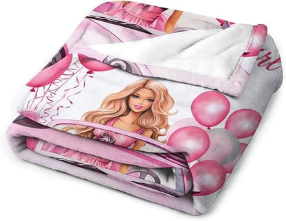 Birthday Blanket Birthday Gifts for Girls Women Pink Throw Blanket for Kids Adults Soft Warm Cozy Fleece Blanket for Couch Sofa Bed 50"x60"