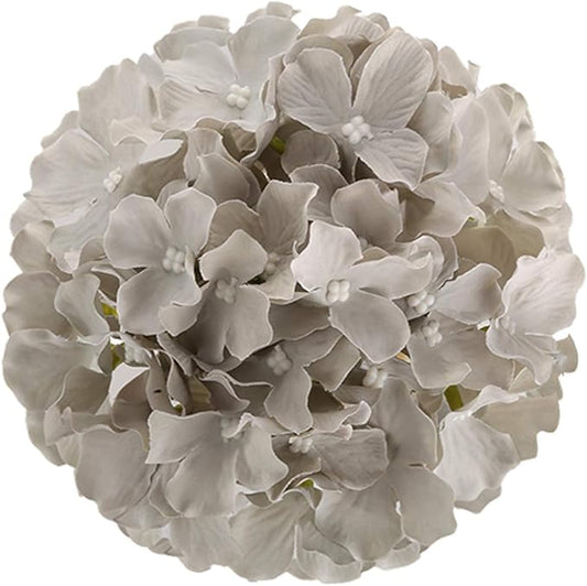 Flojery Silk Hydrangea Heads Artificial Flowers Heads with Stems for Home Wedding Decor,Pack of 10 (Gray)