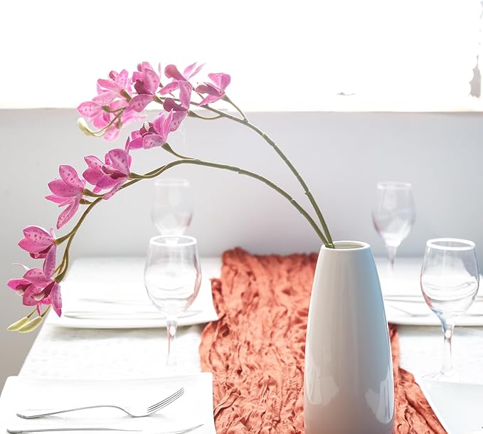 IPOPU 5 Pcs Pink Artificial Orchid Flowers 30.3” Latex Fake Orchid with Long Stem for Tall Vase Wedding and Engagement Centerpiece Arrangement Living Room Home Decor(Hot Pink)