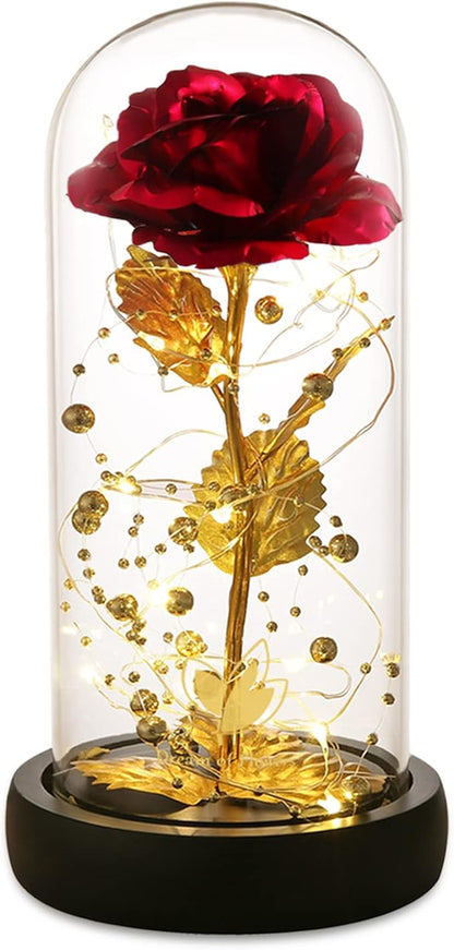 Christmas Flower Gifts for Women,Flowers for Delivery Prime,Flower Galaxy Artificial Flower Light Up Rose in A Glass Dome,Anniversary Valentines Birthday Xmas