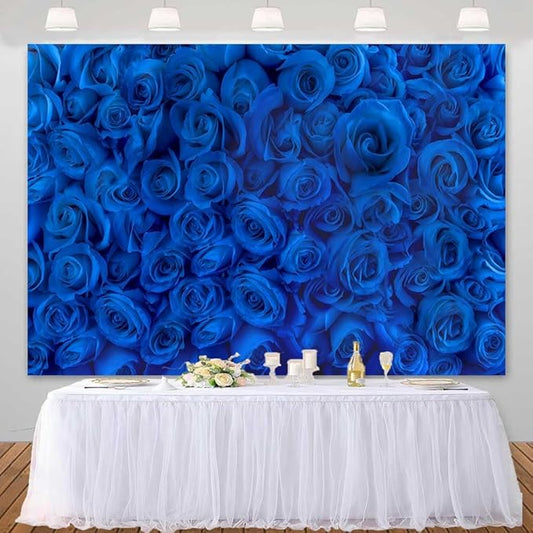 Blue Rose Flower Backdrop Royal Blue Rose Floral Valentines Day Photography Background Wedding Bridal Shower Photo Backdrops Birthday Party Decorations Portraits Photo Shoot Props 7x5ft