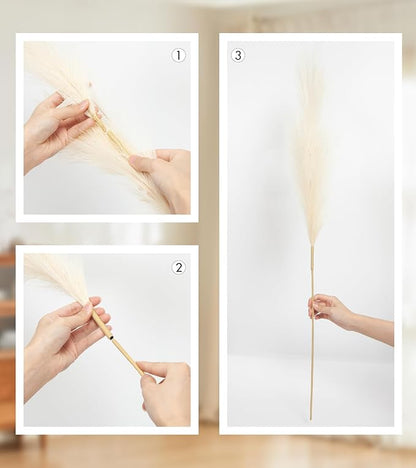 9 Pcs 45" Tall Pampas Grass Beige Decor, Long Stem Artificial Flower Floor Vase Large Faux Floral Pompas Fake Plants Dried Bouquet Arrangement Vase Filler for Boho Home Wedding Decoration