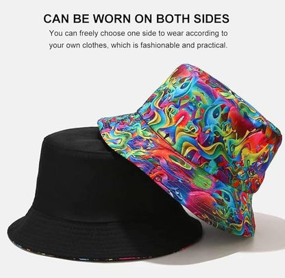 Malaxlx Unisex Bucket Hat Beach Sun Hat Aesthetic Fishing Hat for Men Women Teens, Reversible Double-Side-Wear