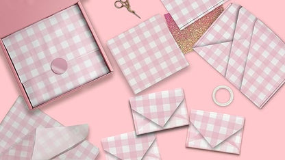 Pro Supply Global Pink Gingham Printed Tissue Paper for Gift Bags or Boxes and Wrapping - Checkered Bulk Decorative Art Tissue Paper for Packaging and Gifting | 24 Sheets 20" x 30"