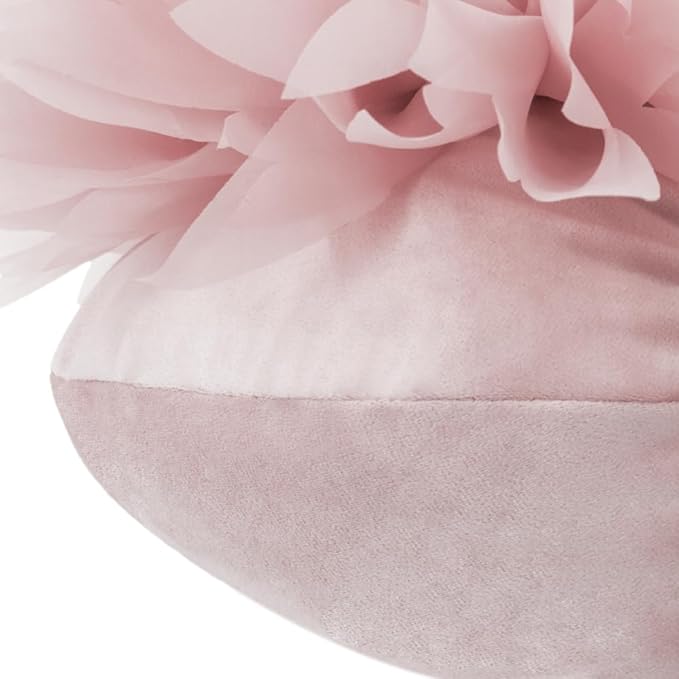 3D Flower Pillow Cute Decorative Round Throw Pillows Handmade Daisy Velvet Pillowcase Boho Farmhouse Accent Cushion for Couch Bed Living Room Bedroom Home Decor Gift 14Inch Rose Gold