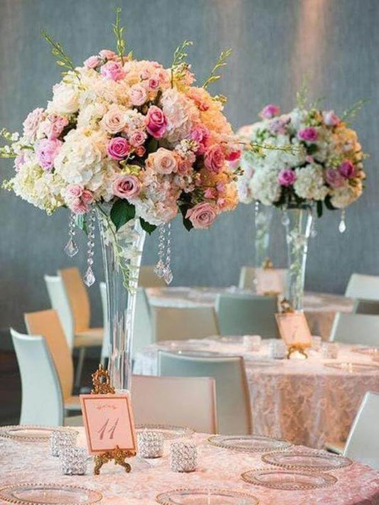 Efavormart 4 Pack | 28'' Clear Heavy Duty Trumpet Glass Vase