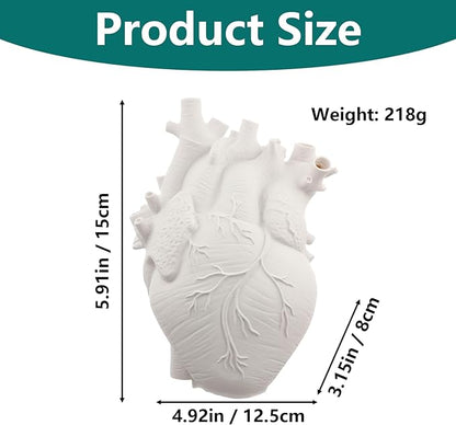 Heart Shaped Resin Vase - Anatomical Human Heart Flower Pot Planter, Nordic Modern Desktop Decor for Farmhouse Living Room, Bedroom, Valentine's Day Gift Home Decoration