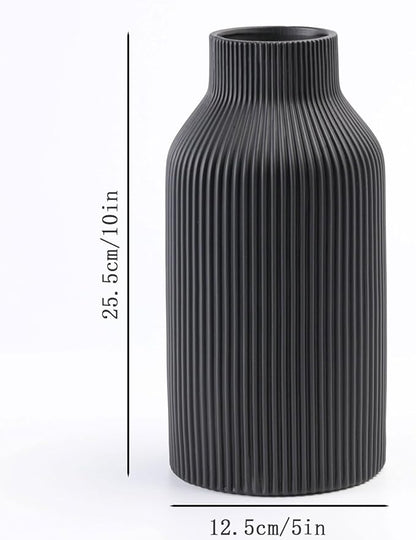10 Inch Black Ceramic Vase for Decor,Minimalist Modern Home Decorative Large Flower Vase for Pampas Grass,Bookshelf, Living Room, Shelf, Bedroom, Bathroom, Entryway Mantel Decor