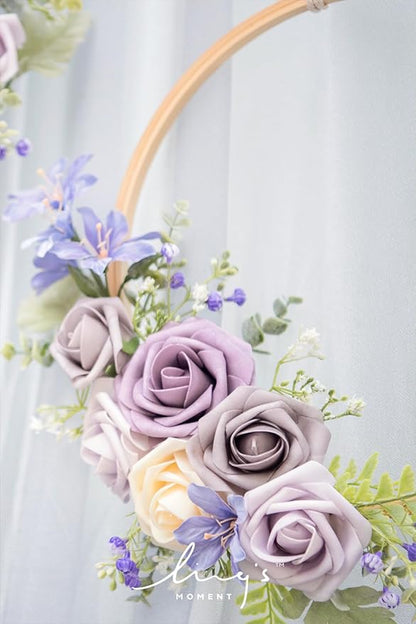 Ling's moment Artificial Flowers 25Pcs Dusty Violet Roses Decor w/Stems,3" Real Touch DIY Foam Floral for Wedding Bouquet/Centerpieces, Outdoors Party Backdrop, Room/Table, and Garden/Pot Decorations