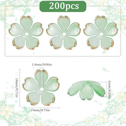 SUNNYCLUE 1 Box 200pcs Plastic Flower Shaped Beads Flower Beads Caps Dark Sea Green Candy Color Transparent Acrylic Flower Beads for Jewelry Making Bracelets DIY Crafting Beading Supplies Decor