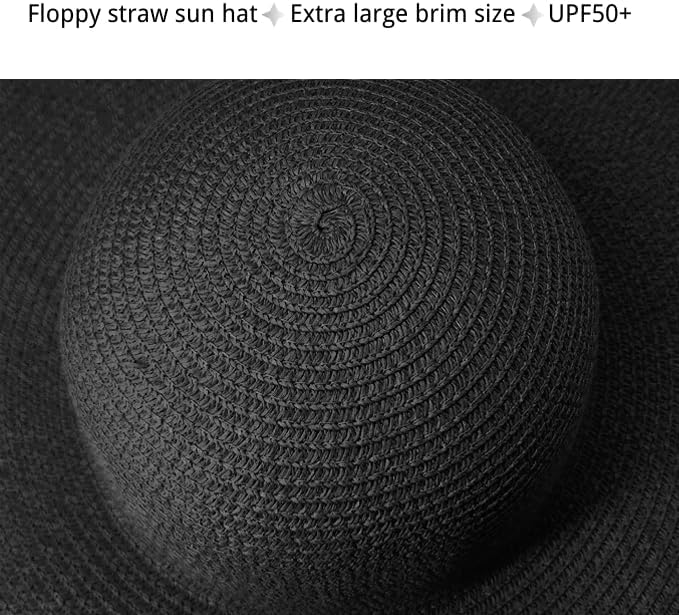 Oversized Beach Straw Hats for Women Extra Large Wide Brim Beach Hat Foldable Roll up Floppy Sun Hat