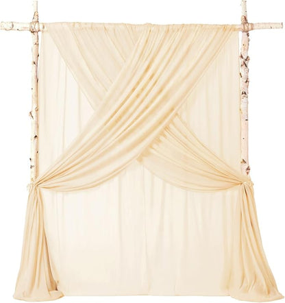 Ling's moment Brown Backdrop Curtains, 10Ft x 23Ft Tawny Beige Long Sheer Wrinkle-Free Background Backdrop Curtain&Table Cloth for Birthday Party Wedding Baby Shower Photo Booth Decor