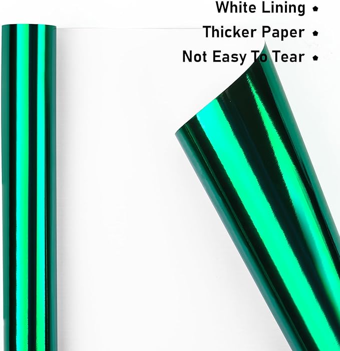 NESCCI Dark Green Metallic Wrapping Paper, Solid Color Paper-2 Roll,17 Inches X 32.8 Feet Per Roll,Gift Wrapping Paper,Perfect for Wedding,Valentine's Day, Birthday,Baby Shower,DIY Bouquet