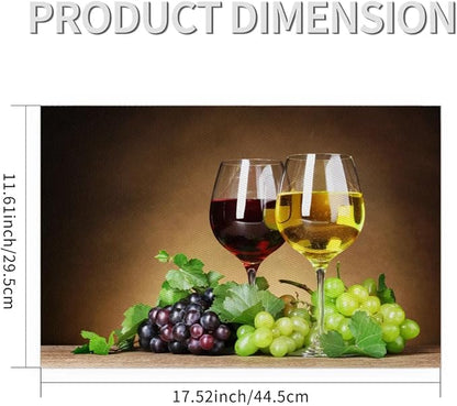 PVC Placemats Set of 4 Grape Red Wine Glass Wipeable Table Mats Washable Heat Resistant Non Slip Vinyl Dining Table Mat for Kithen Indoor Outdoor Patio Farmhouse Place Mats Decorative