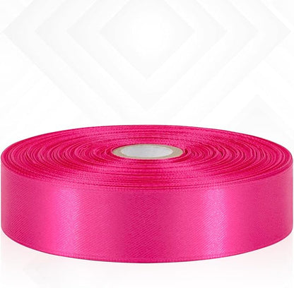 Hot Pink Satin Ribbon 1 Inch, 60 Yards Hot Pink Ribbon for Hair, Flower Bouquet, Gift Wrapping, Crafts, Graduation Wreaths, Invitation Cards, Festival Decor