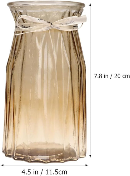 Nordic Style Glass Vase Amber Color Decorative Hydroponic Flower Bottle Elegant Planter Pot for Home Office Festival Display