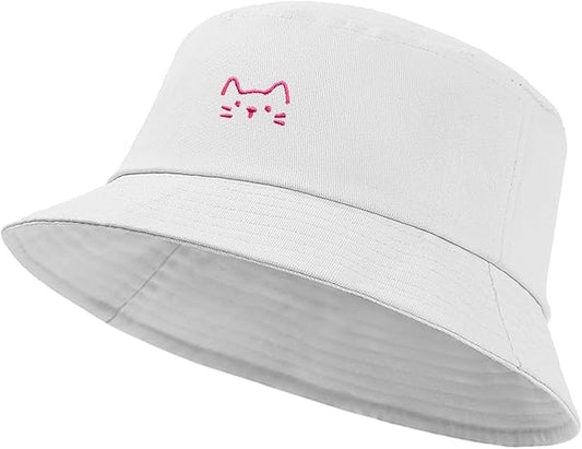 Fashion Embroidered Bucket Hat Cotton Summer Beach Sun Hat for Women Men Teen