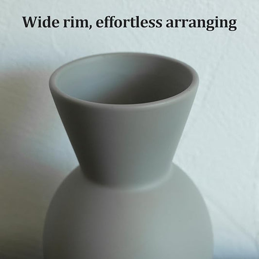 Ceramic Flower Vase Set of 3, Fake Flowers in Vase for Centerpieces with 8 Artificial Autumn Chrysanthemums Artificial Decorative Swags