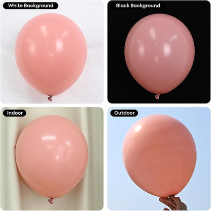Togvu Blush Pink Balloons Different Sizes, 123 Packs Boho Pink Balloons, Pack of 18 12 10 5 Inch Retro Pink Balloons Garland Arch Kit for Boho Birthday Baby Shower Wedding Party Decoration
