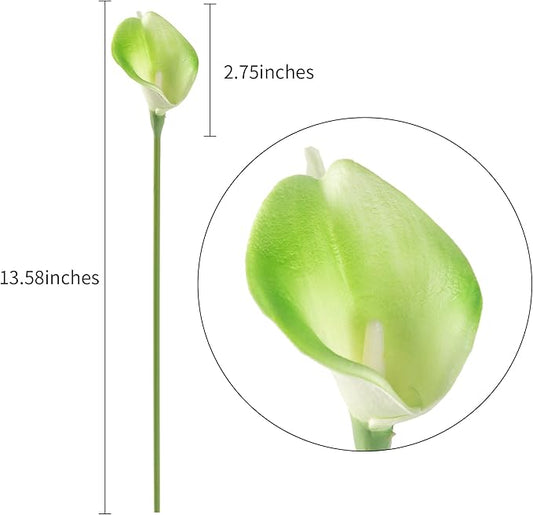 DuHouse 20Pcs Artificial Calla Lily Flower Real Touch Latex Flowers for DIY Wedding Bouquet Party Home Decor (Green)