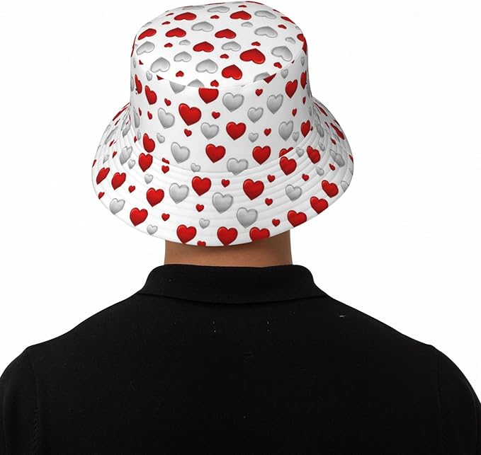 Love Bucket Hat Heart Fisherman Cap Romantic Bucket Hats Sun Caps for Hiking Camping
