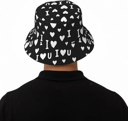 I Love U Bucket Hat Novelty Sun Hats Trendy Fisherman Cap for Men and Women