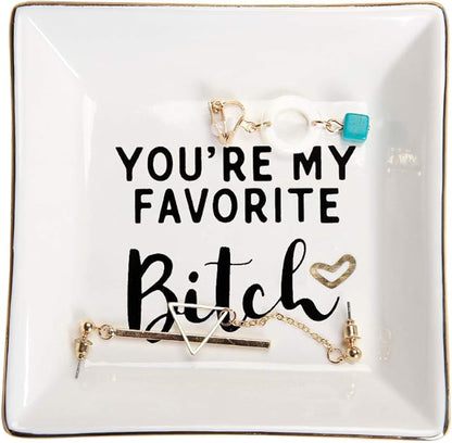 HOME SMILE Ceramic Ring Dish Jewelry Tray for Mom Sister Friends