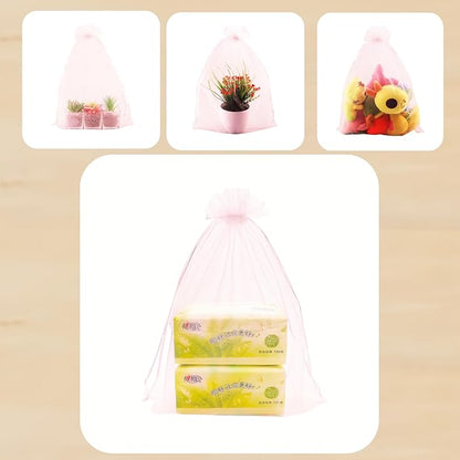 50 Pack 12 x 16 Inch Drawstring Jewelry Gift Organza Bags Plant Covers Plants Protection Bag D5B (A-PINK)