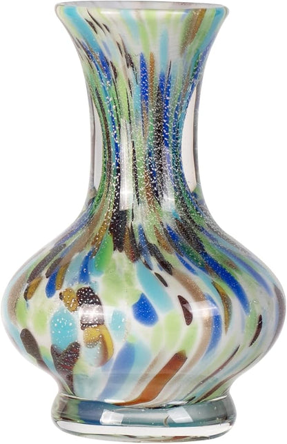 KAMMAK Colored Glass Vase, Beautiful Hand Blown Decorative Vase, Modern Art Vase for Flower Mantle Dining Table Centerpiece, Entryway Living Room Wedding Decoration, FH020
