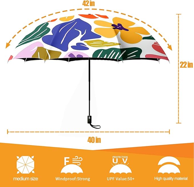 Small Compact Travel Automatic Folding Umbrella for Women, Portable Lightweight, Rain, Wind, UV Sun Shade