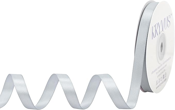 Silver Gray Satin Ribbon, Double Faced 3/8 Inch X 25 Yards Silver Gray Ribbon, Premium Satin Ribbon for Gift Wrapping, Crafts, Hair Bow Making, Sewing, Flower Bouquet, Wedding Party Decor