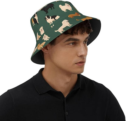 Christmas Navy Blue Tree Bucket Hat Novelty Sun Hats Trendy Fisherman Cap for Men and Women
