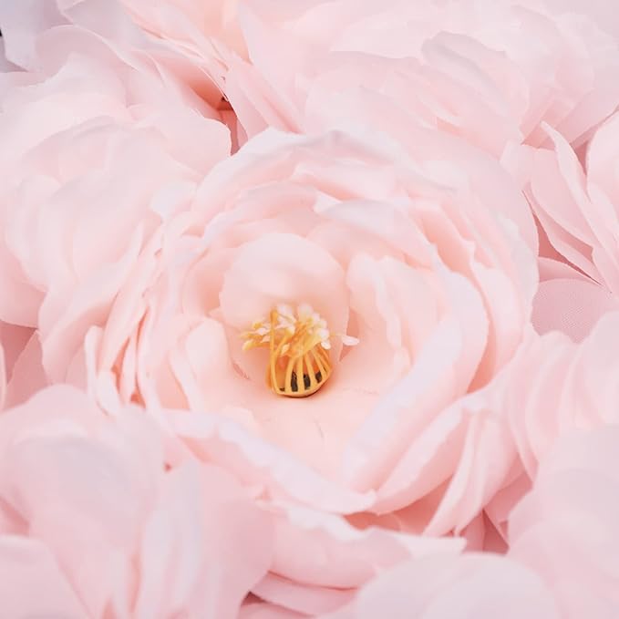 16"x 24" Artificial Flower Wall Panels,Flower Wall Mat Silk Flower Panels for Outdoor Garden Backyard Fence Fence Privacy Screen and Indoor Wall Decor (4Pcs Rose+Light Pink+Champagne)