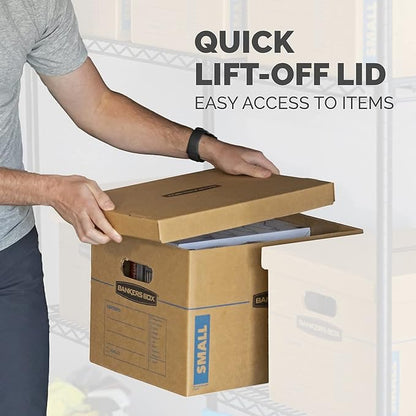 Bankers Box Small Classic Moving Box 20 Pack, Reinforced Handles, Tape-Free Assembly, Box with Lid, 15-in x 12-in x 10-in (7714210)