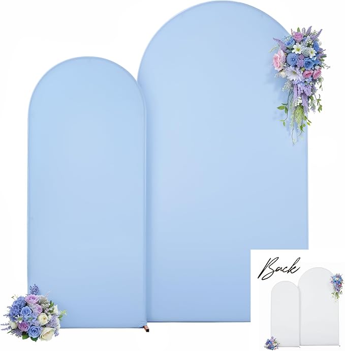 Blue White Arch Backdrop Cover Set of 2 Spandex Arch Covers 7.2 and 6ft Arch Covers Stretchy Backdrop Wedding Arch Stand Cover Bridal Baby Shower Birthday Party Arch Photo Backdrop