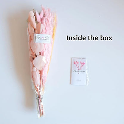 Pastel Dream Dried Flower Bouquet (No Vase) | 17'' Mini Floral Arrangement with Pink Pampas, Bunny Tail, Reed Grass & More Natural Dried Flowers – Home Wedding Decor Centerpiece