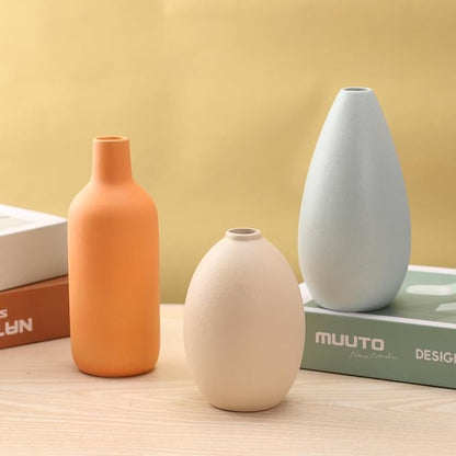 Ceramic Vase Set of 3, Modern Vase for Minimalist Decor,Aesthetic Vase Round Flower Vases for Boho Home Wedding Party Room Dinner Table Shelf Décor