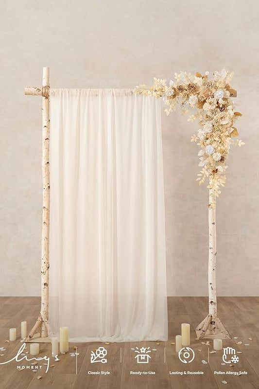 Ling's moment Wedding Arch Flowers - 6.5FT Floral Garland for Ceremony Arbor Backdrop Decoration - Artificial Rose Floral Swag for Sweetheart Table Birthday Party, Baby Shower, Beige Brown