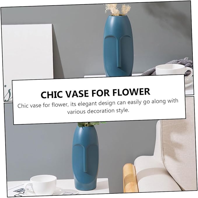 Abstract Navy Blue Plastic Flower Vase Lightweight Desktop Ornament for Dried Flowers Home Decoration Wedding Shop Window Display