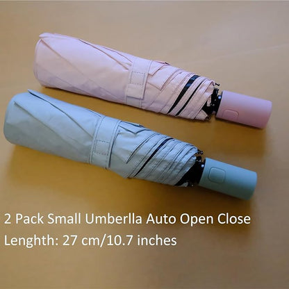 BAODINI Small UV Protection Travel Umbrella Compact for Rain and Sun UPF 50+ Windproof Portable 42 inch Umbrella for Women and Men