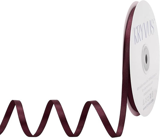 Burgundy Satin Ribbon, Double Faced 1/4 Inch X 50 Yards Burgundy Ribbon, Premium Satin Ribbon for Gift Wrapping, Crafts, Hair Bow Making, Sewing, Flower Bouquet, Wedding Party Decor